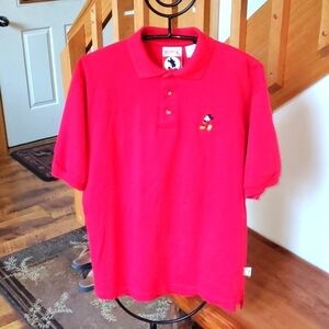 Disney Vintage Mickey Inc‎ Embroidered Mickey Mouse Sz. M Red Polo Shirt